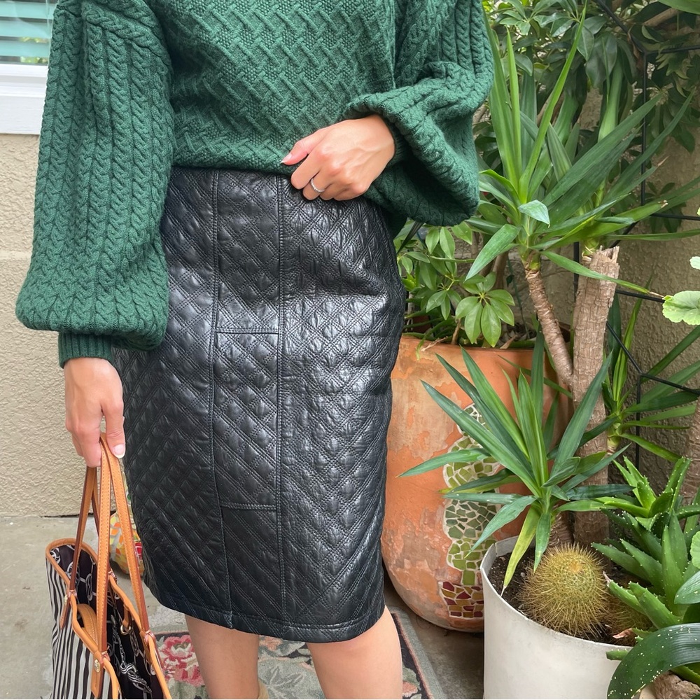Vintage 70’s black Versace quilted pencil skirt